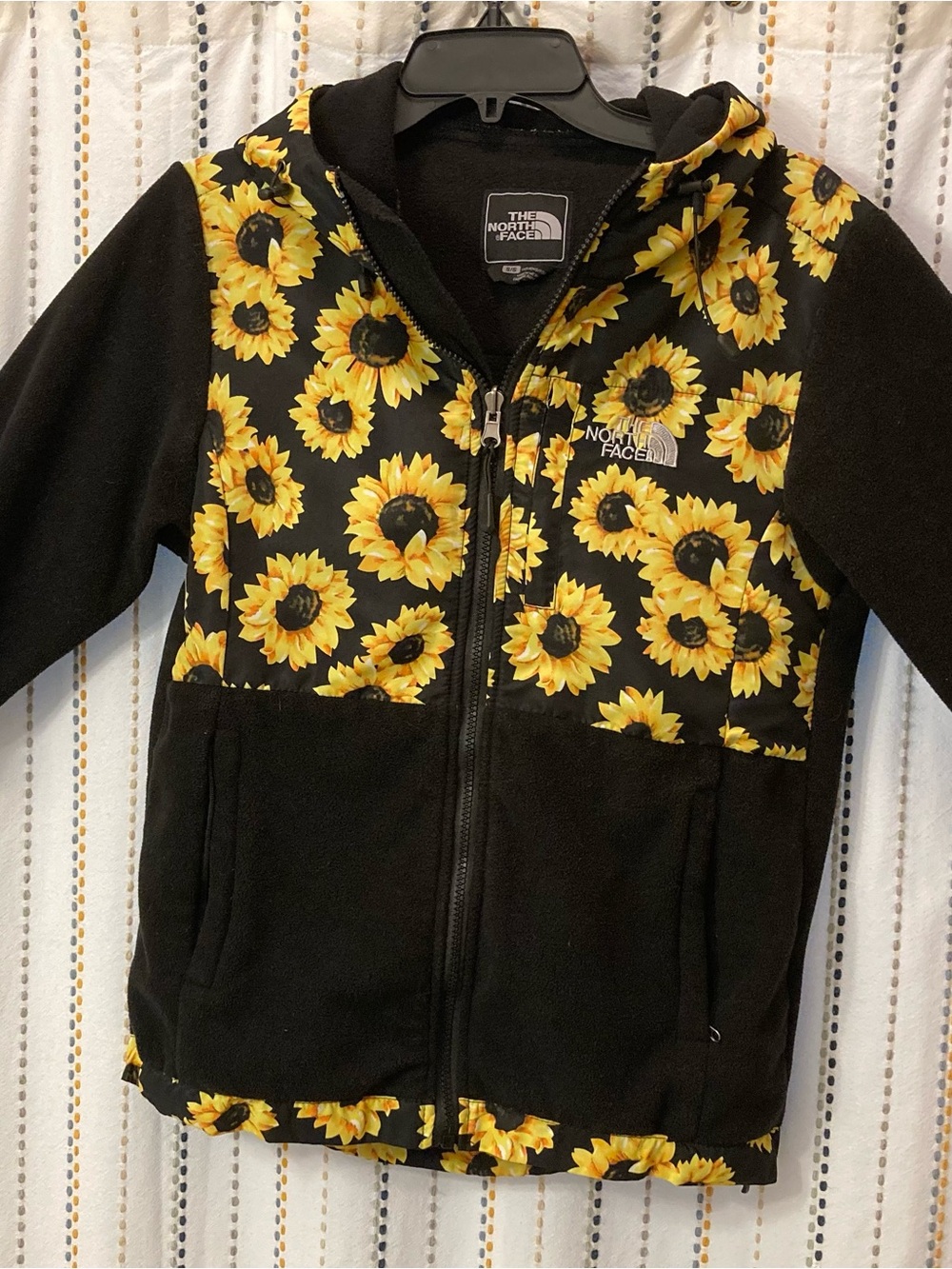 The North Face Black Hoodie with Yellow Sunflower Print